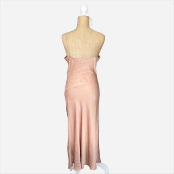 Gasanova Dusty Rose Asymmetric V-Neck Sleeveless Silk Slip Dress Size Medium - Picture 3 of 5